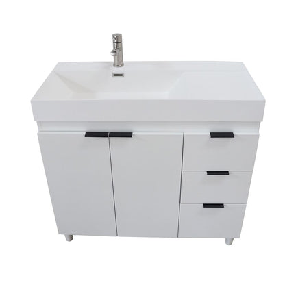 Bellaterra Home G3918-WH-SW 39" White Single Sink Vanity With White Composite Granite Top
