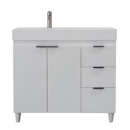 Bellaterra Home G3918-WH-SW 39" White Single Sink Vanity With White Composite Granite Top