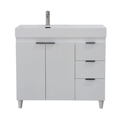 Bellaterra Home G3918-WH-SW 39" White Single Sink Vanity With White Composite Granite Top