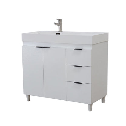 Bellaterra Home G3918-WH-SW 39" White Single Sink Vanity With White Composite Granite Top