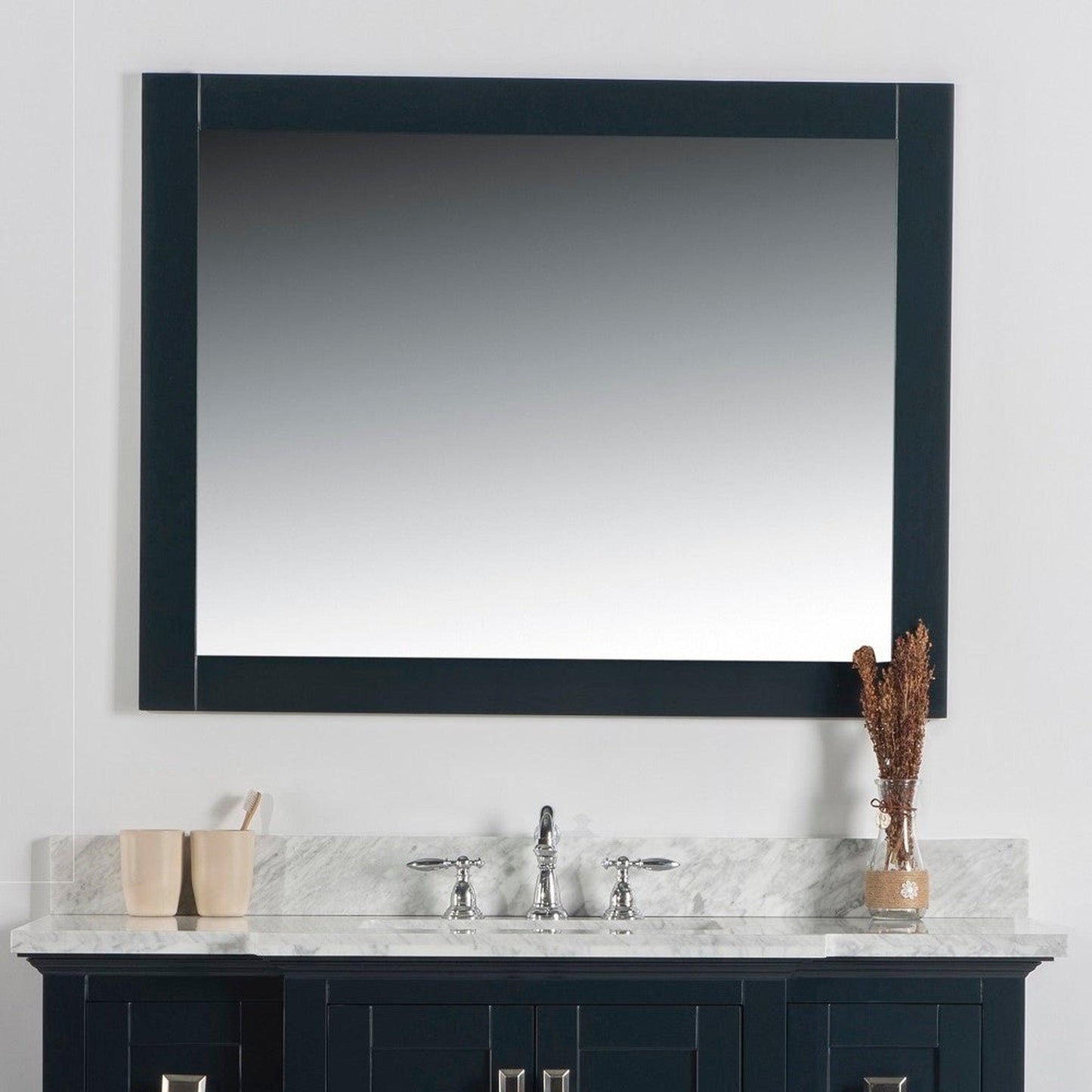 Bellaterra Home Milani 40" x 32" Dark Gray Rectangle Wall-Mounted Solid Wood Framed Mirror