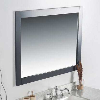 Bellaterra Home Milani 40" x 32" Dark Gray Rectangle Wall-Mounted Solid Wood Framed Mirror