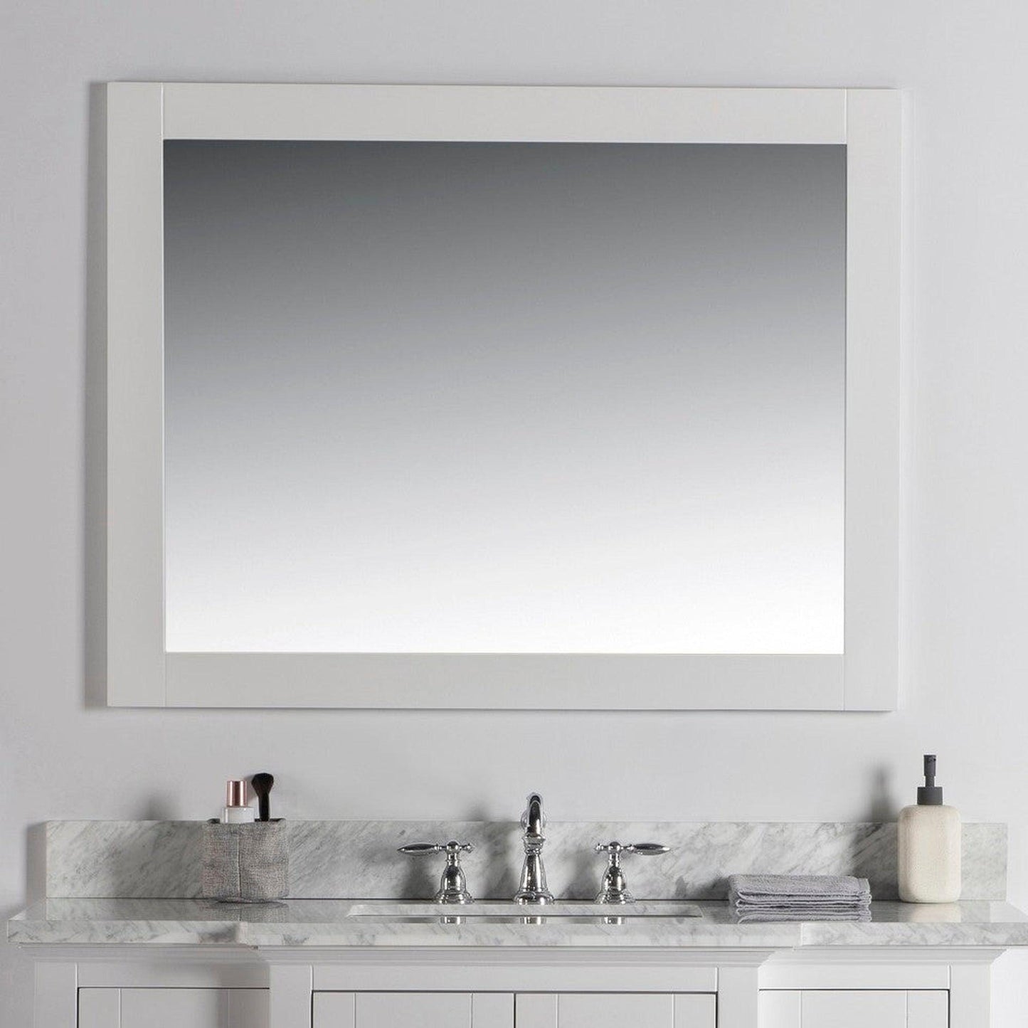 Bellaterra Home Milani 40" x 32" White Rectangle Wall-Mounted Solid Wood Framed Mirror