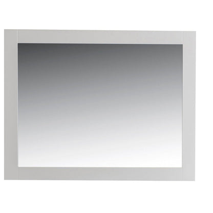 Bellaterra Home Milani 40" x 32" White Rectangle Wall-Mounted Solid Wood Framed Mirror