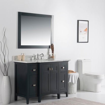 Bellaterra Home Milani 49" 2-Door 6-Drawer Dark Gray Freestanding Vanity Set With Ceramic Undermount Rectangular Sink and White Carrara Marble Top