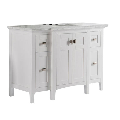 Bellaterra Home Milani 49" 2-Door 6-Drawer White Freestanding Vanity Set With Ceramic Undermount Rectangular Sink and White Carrara Marble Top