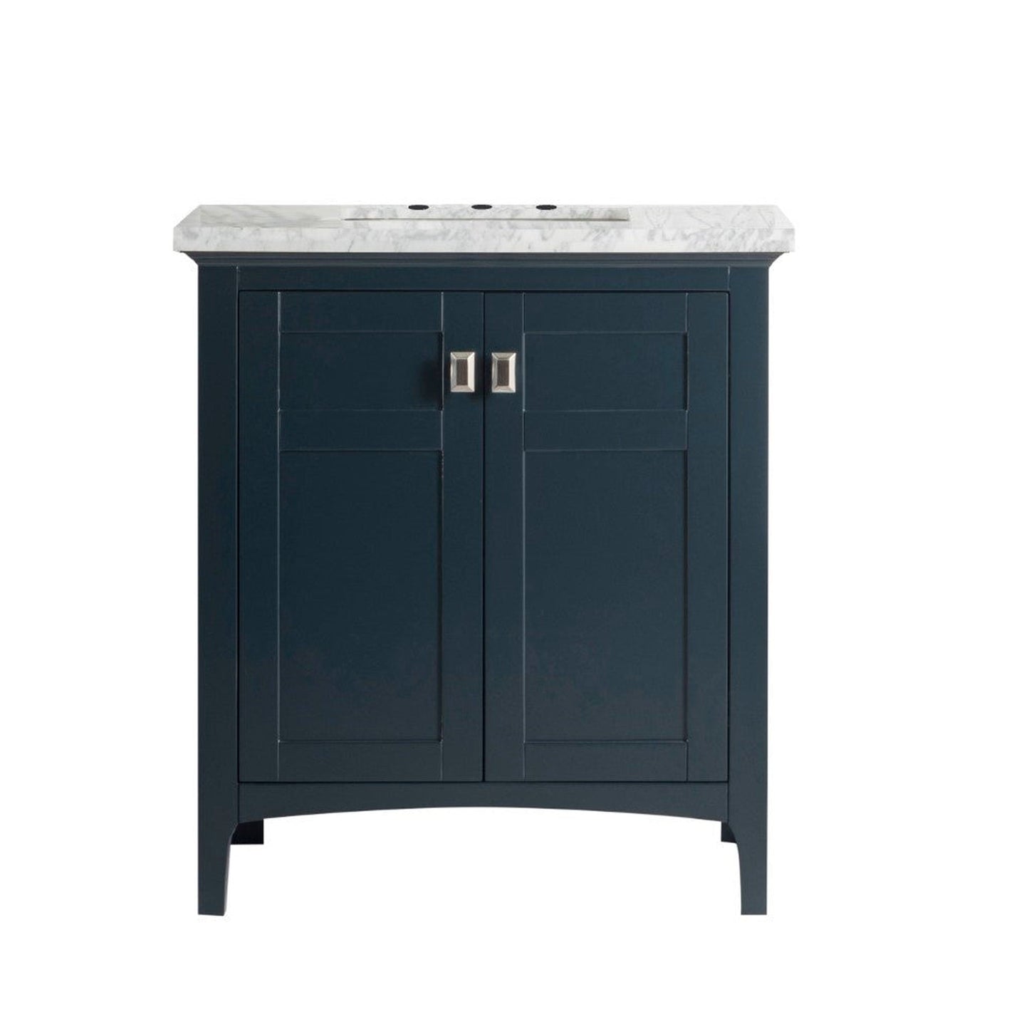 Bellaterra Home Milani 77613-DG-WM 31" 2-Door Dark Gray Freestanding Vanity Set With Ceramic Undermount Rectangular Sink and White Carrara Marble Top