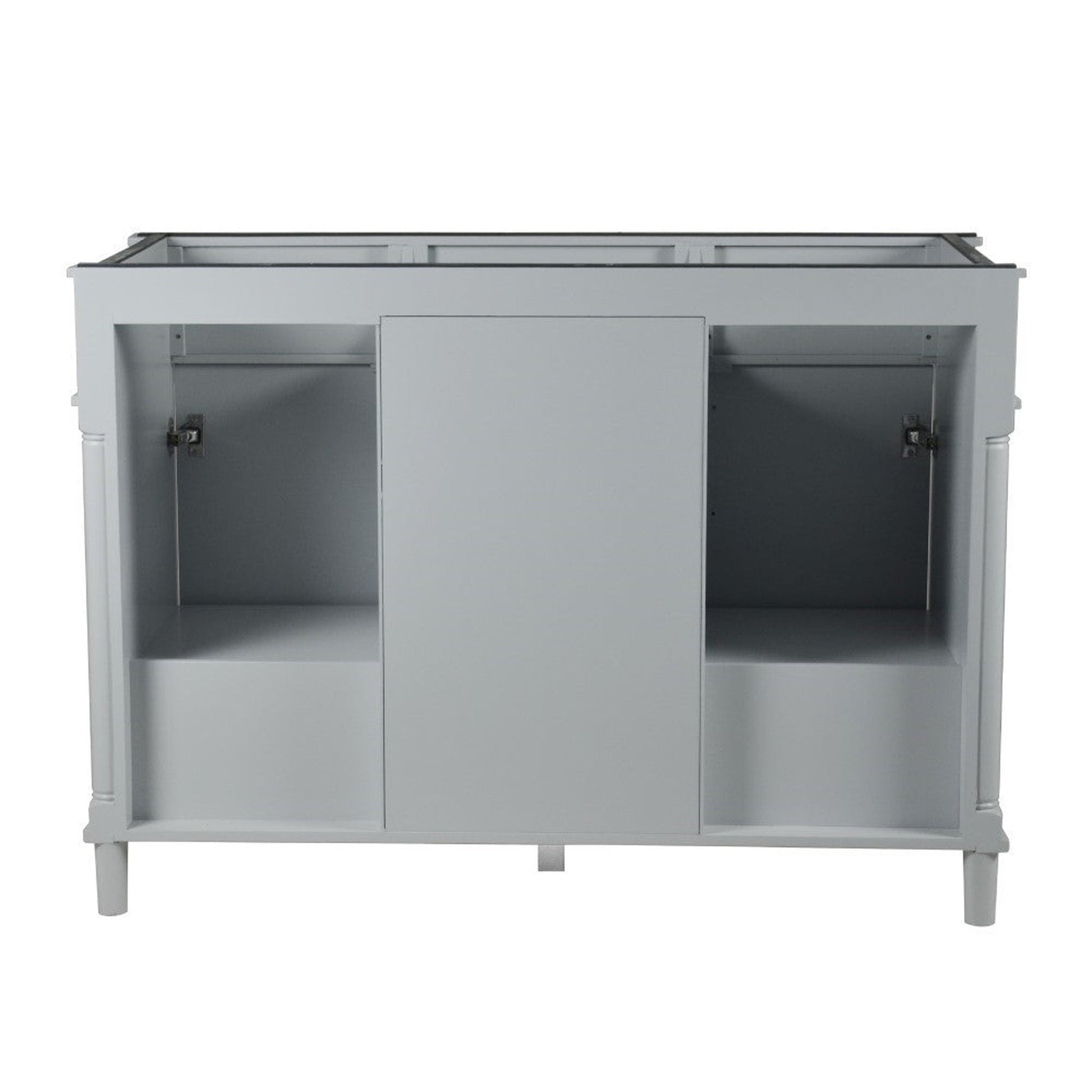 Bellaterra Home Napa 48" 2-Door 4-Drawer Gray Freestanding Vanity Set With Ceramic Double Undermount Rectangular Sink and White Carrara Marble Top, and Brushed Nickel Hardware