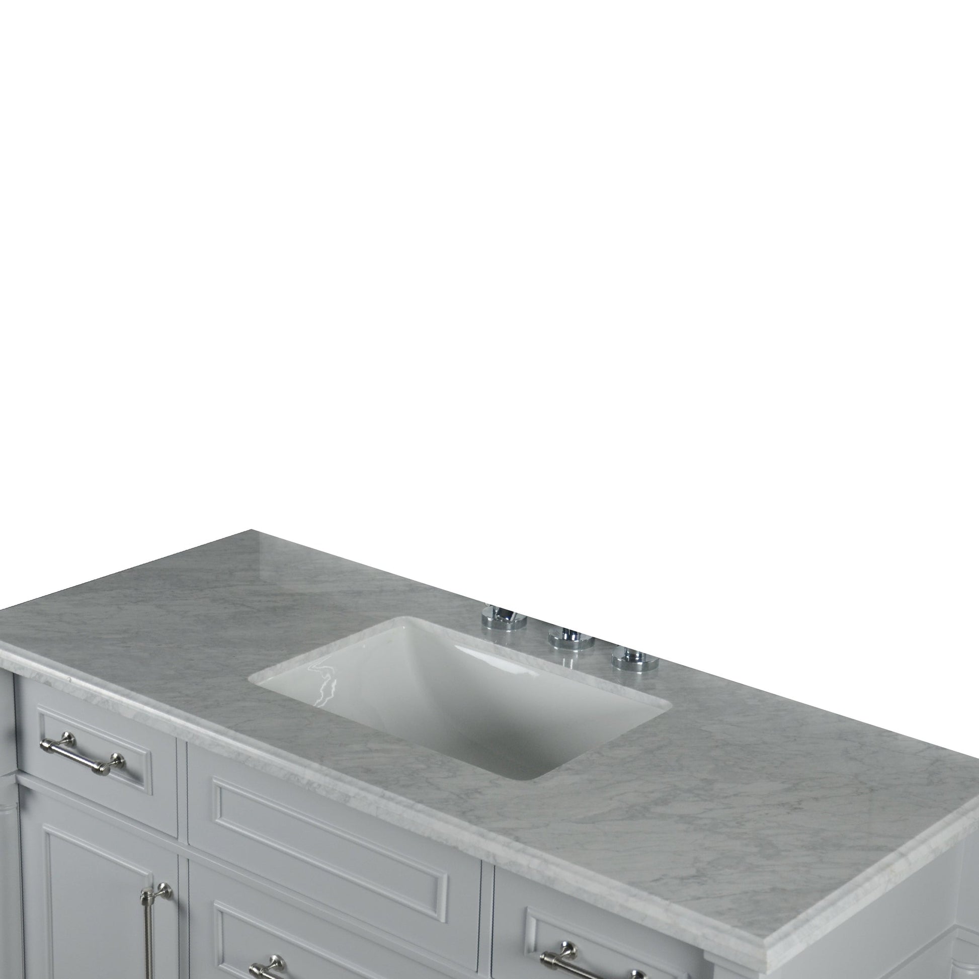 Bellaterra Home Napa 48" 2-Door 4-Drawer Gray Freestanding Vanity Set With Ceramic Undermount Rectangular Sink and White Carrara Marble Top, and Brushed Nickel Hardware