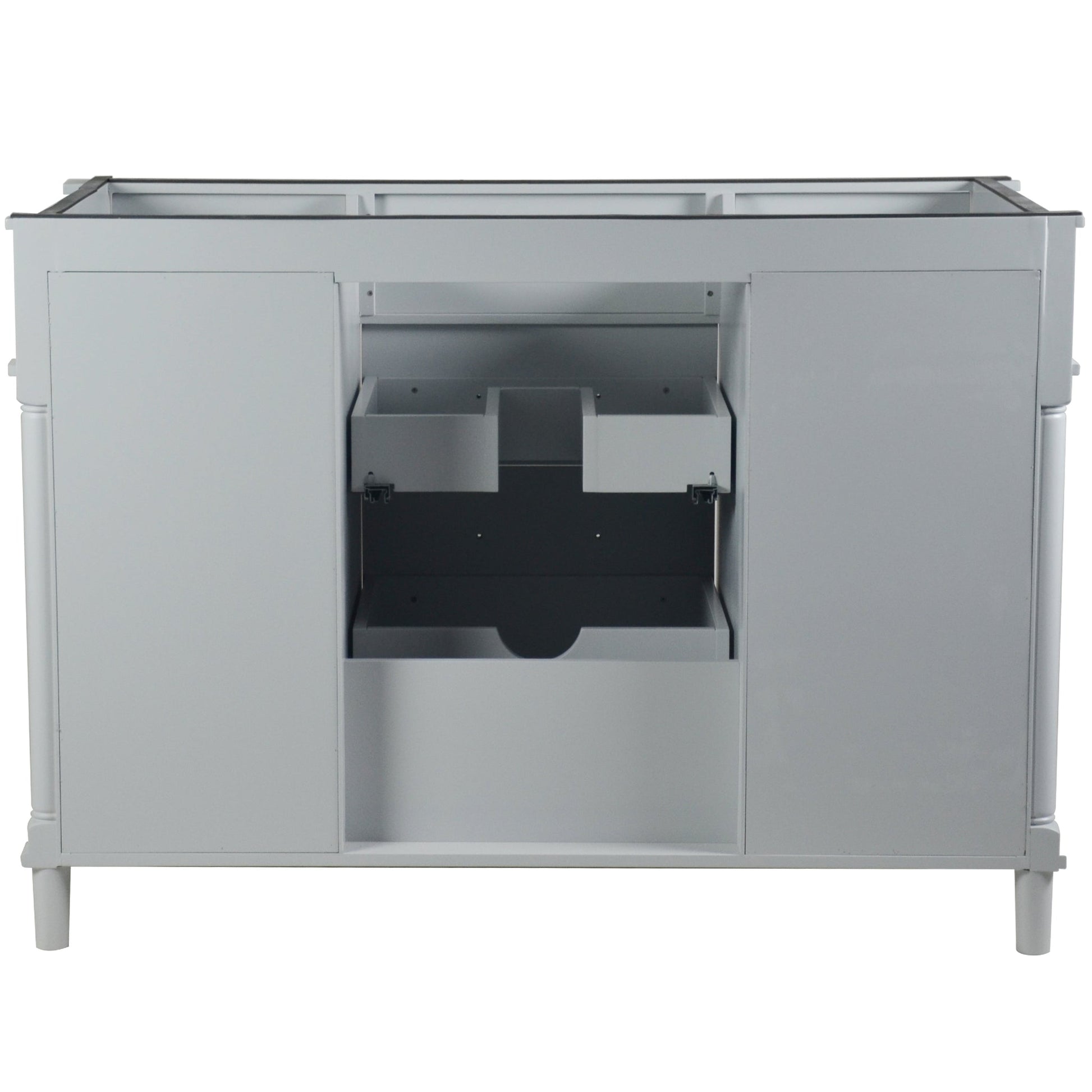 Bellaterra Home Napa 48" 2-Door 4-Drawer Gray Freestanding Vanity Set With Ceramic Undermount Rectangular Sink and White Carrara Marble Top, and Brushed Nickel Hardware