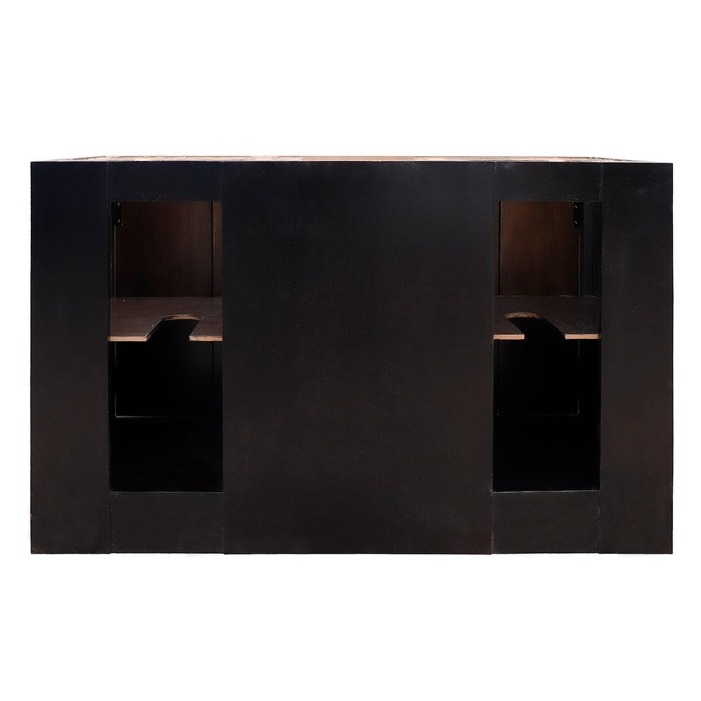 Bellaterra Home Plantation 55" 4-Door 3-Drawer Brown Ash Freestanding Vanity Set With Ceramic Double Undermount Rectangular Sink and Black Galaxy Granite Top