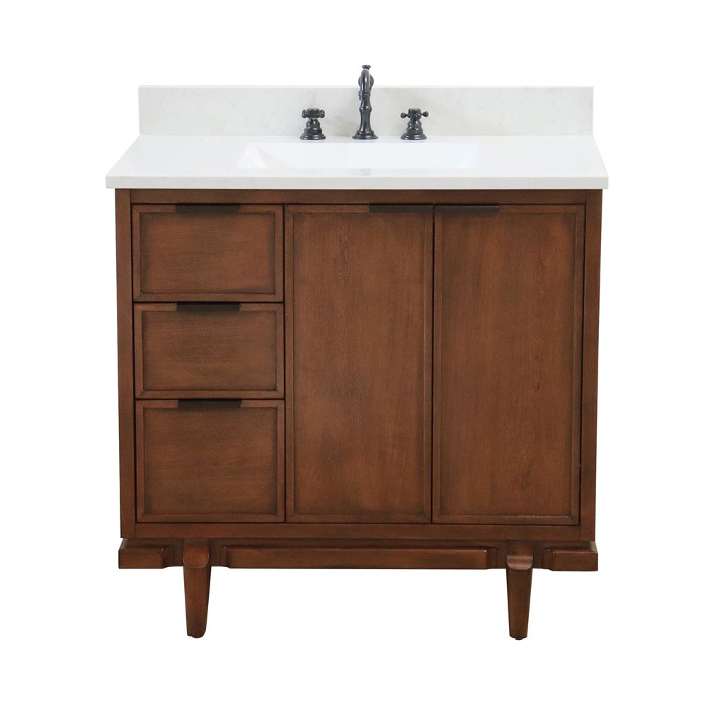 Bellaterra Home Sintra D3722-MT1-AQ 37" Dark Cherry Single Sink Vanity With Engineered Stone Top