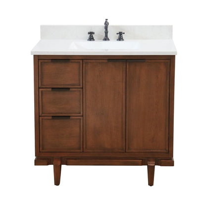 Bellaterra Home Sintra D3722-MT1-AQ 37" Dark Cherry Single Sink Vanity With Engineered Stone Top