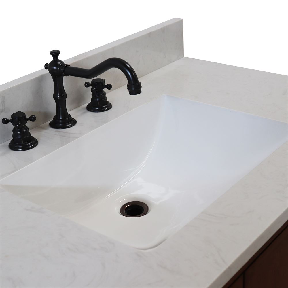 Bellaterra Home Sintra D3722-MT1-AQ 37" Dark Cherry Single Sink Vanity With Engineered Stone Top