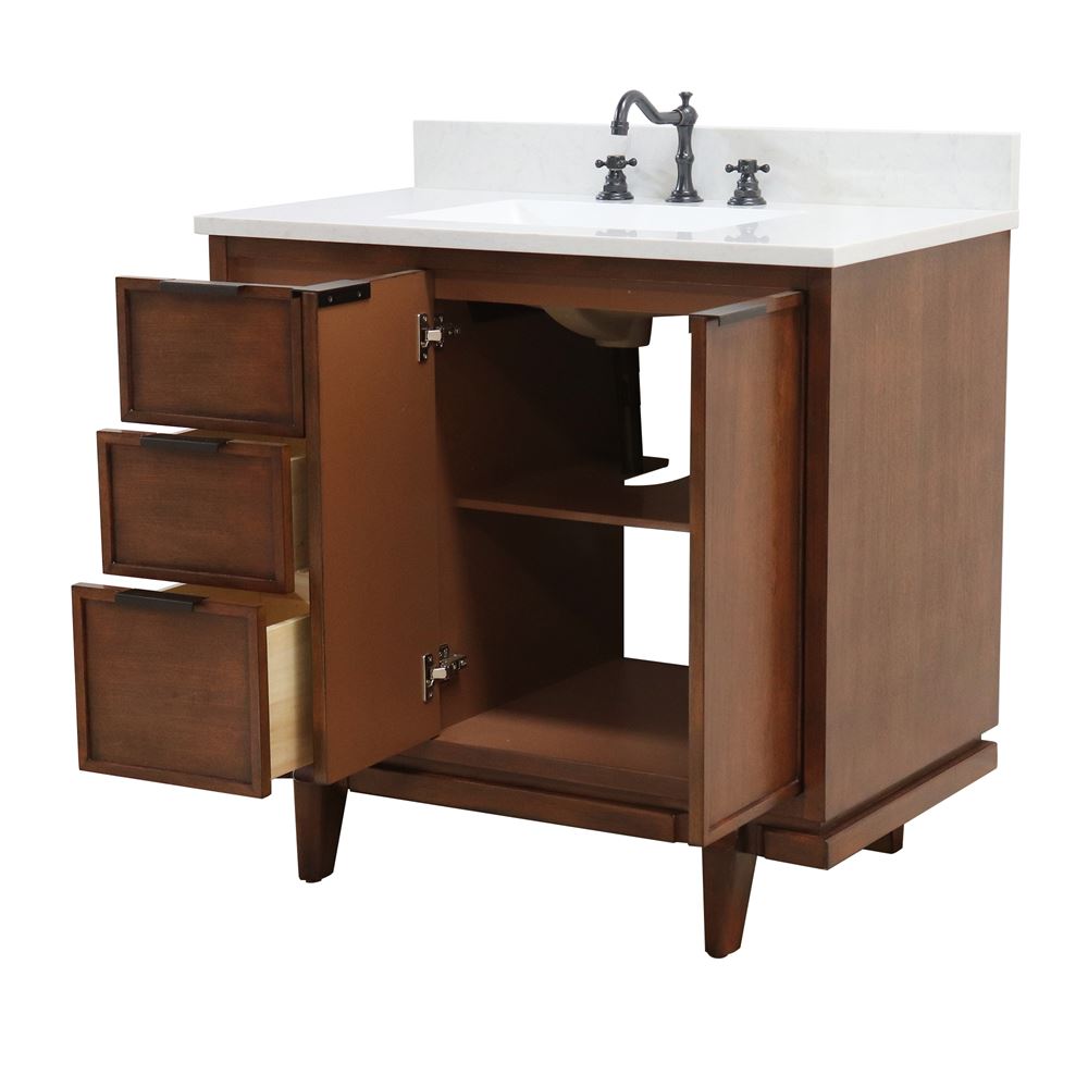 Bellaterra Home Sintra D3722-MT1-AQ 37" Dark Cherry Single Sink Vanity With Engineered Stone Top