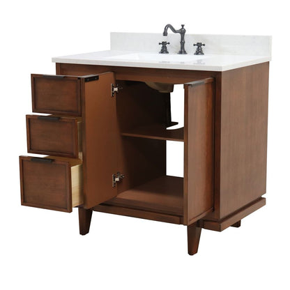 Bellaterra Home Sintra D3722-MT1-AQ 37" Dark Cherry Single Sink Vanity With Engineered Stone Top