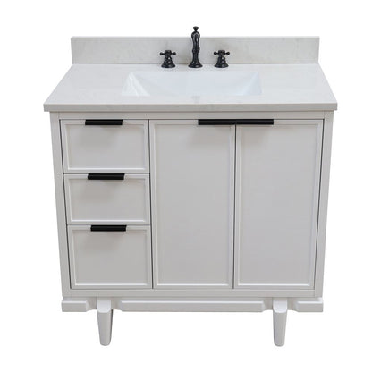 Bellaterra Home Sintra D3722-WH-AQ 37" White Single Sink Vanity With Engineered Stone Top