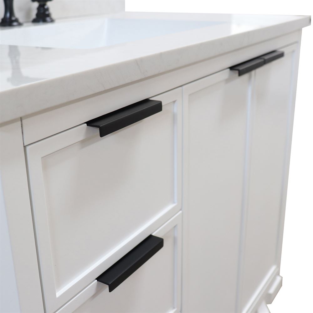 Bellaterra Home Sintra D3722-WH-AQ 37" White Single Sink Vanity With Engineered Stone Top