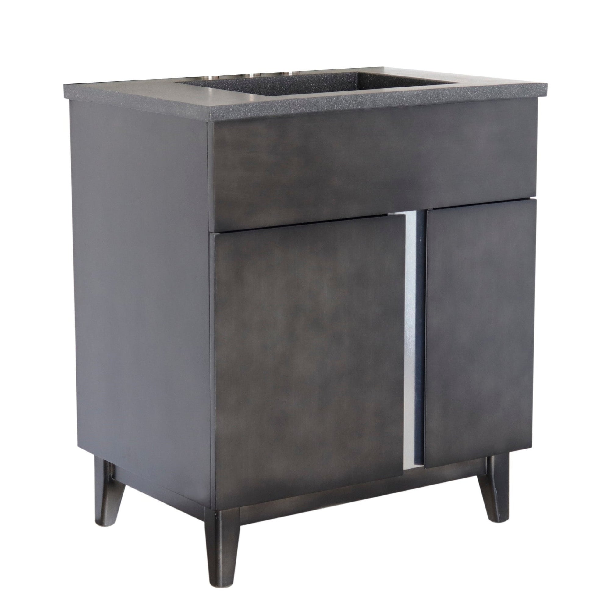 Bellaterra Home Urban 31" 1-Door 2-Drawer Silvery Brown Freestanding Vanity Set With Concrete Integrated Rectangular Ramp Sink and Black Concrete Top