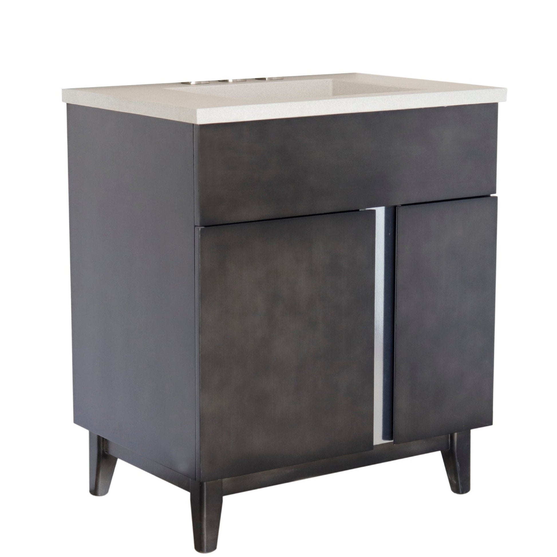 Bellaterra Home Urban 31" 1-Door 2-Drawer Silvery Brown Freestanding Vanity Set With Concrete Integrated Rectangular Ramp Sink and White Concrete Top