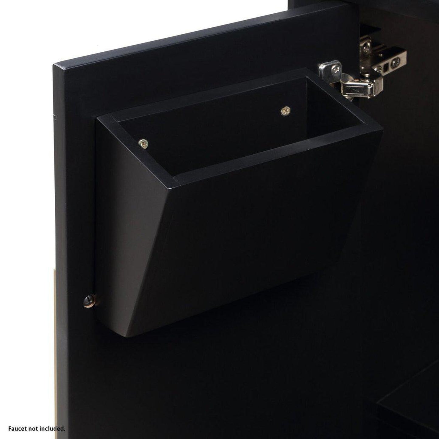 Bemma Design Gracie 24" Midnight Black Solid Wood Freestanding Bathroom Vanity With Single 1-Hole Italian Carra Marble Vanity Top, Rectangle Undermount Sink, Backsplash and Satin Brass Trim