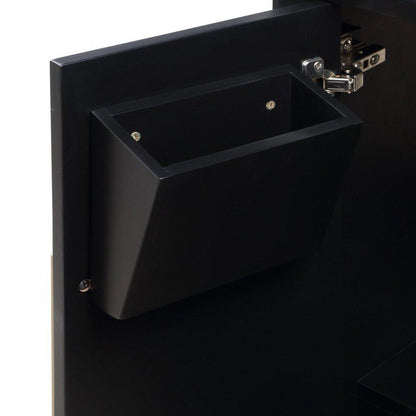 Bemma Design Gracie 36" Midnight Black Solid Wood Freestanding Bathroom Vanity With Single 3-Hole Italian Carra Marble Vanity Top, Rectangle Undermount Sink, Backsplash and Satin Brass Trim