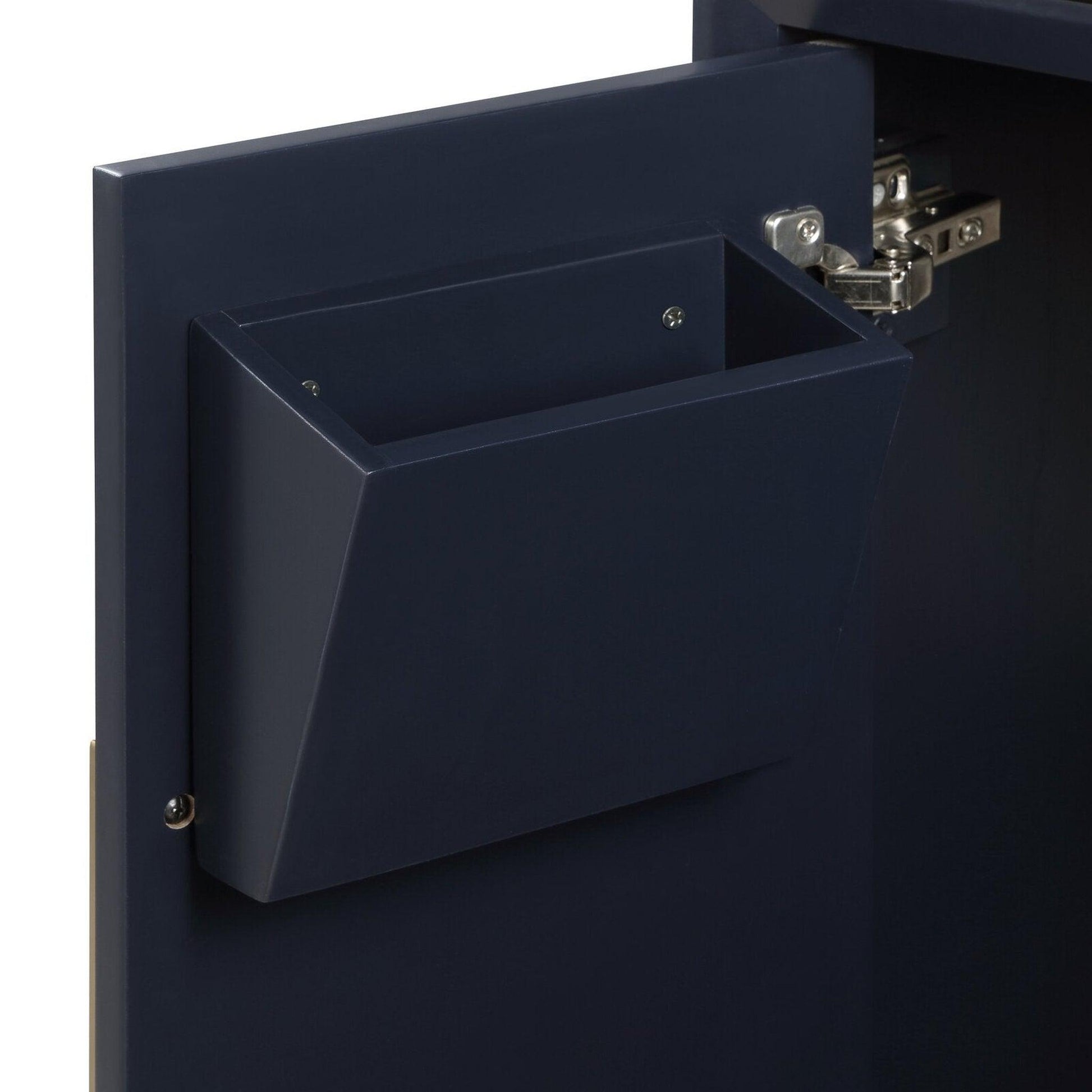 Bemma Design Gracie 48" Pacific Blue Solid Wood Freestanding Bathroom Vanity With Single 3-Hole Italian Carra Marble Vanity Top, Rectangle Undermount Sink, Backsplash and Satin Brass Trim