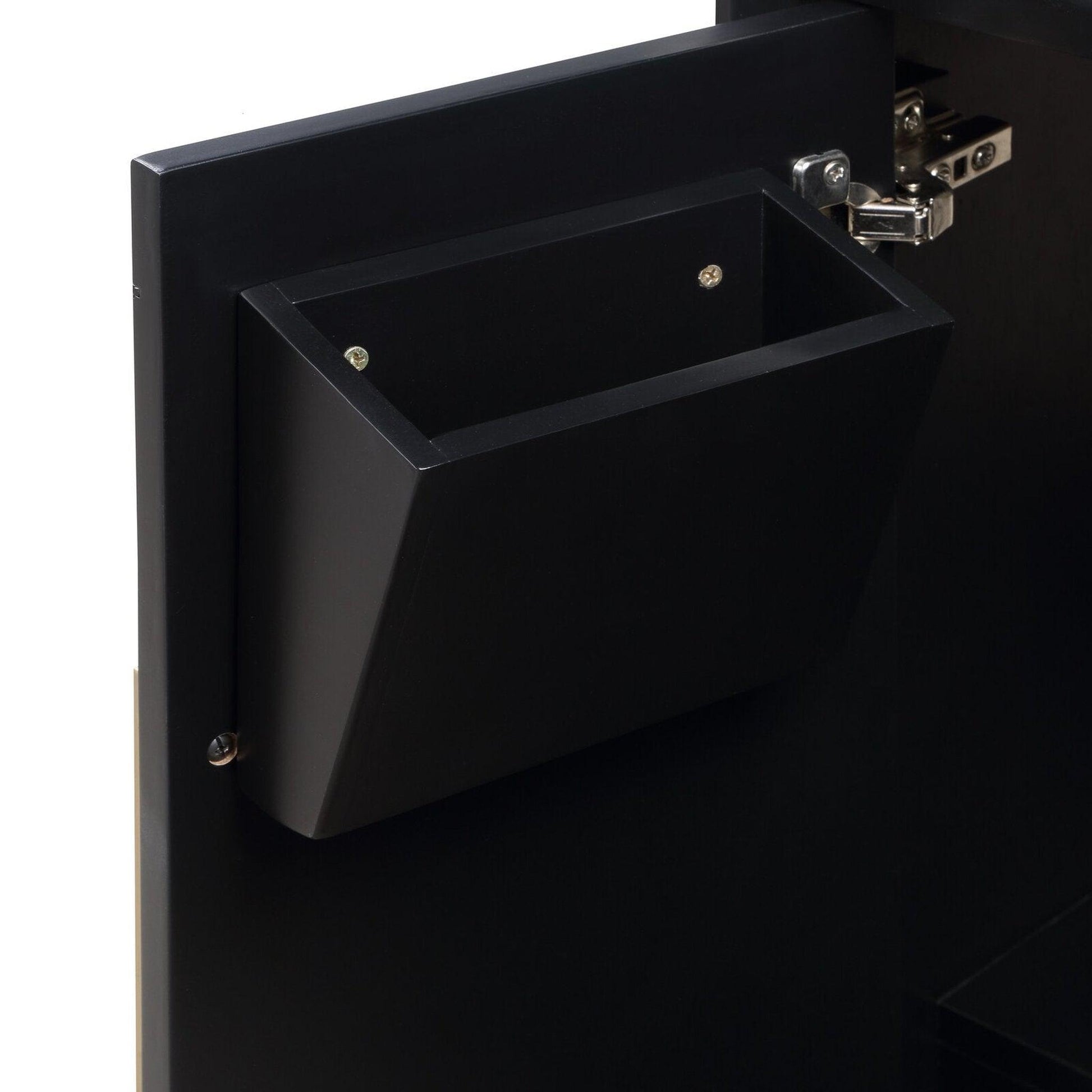 Bemma Design Gracie 60" Midnight Black Solid Wood Freestanding Bathroom Vanity With Double 3-Hole Italian Carra Marble Vanity Top, Rectangle Undermount Sink, Backsplash and Satin Brass Trim