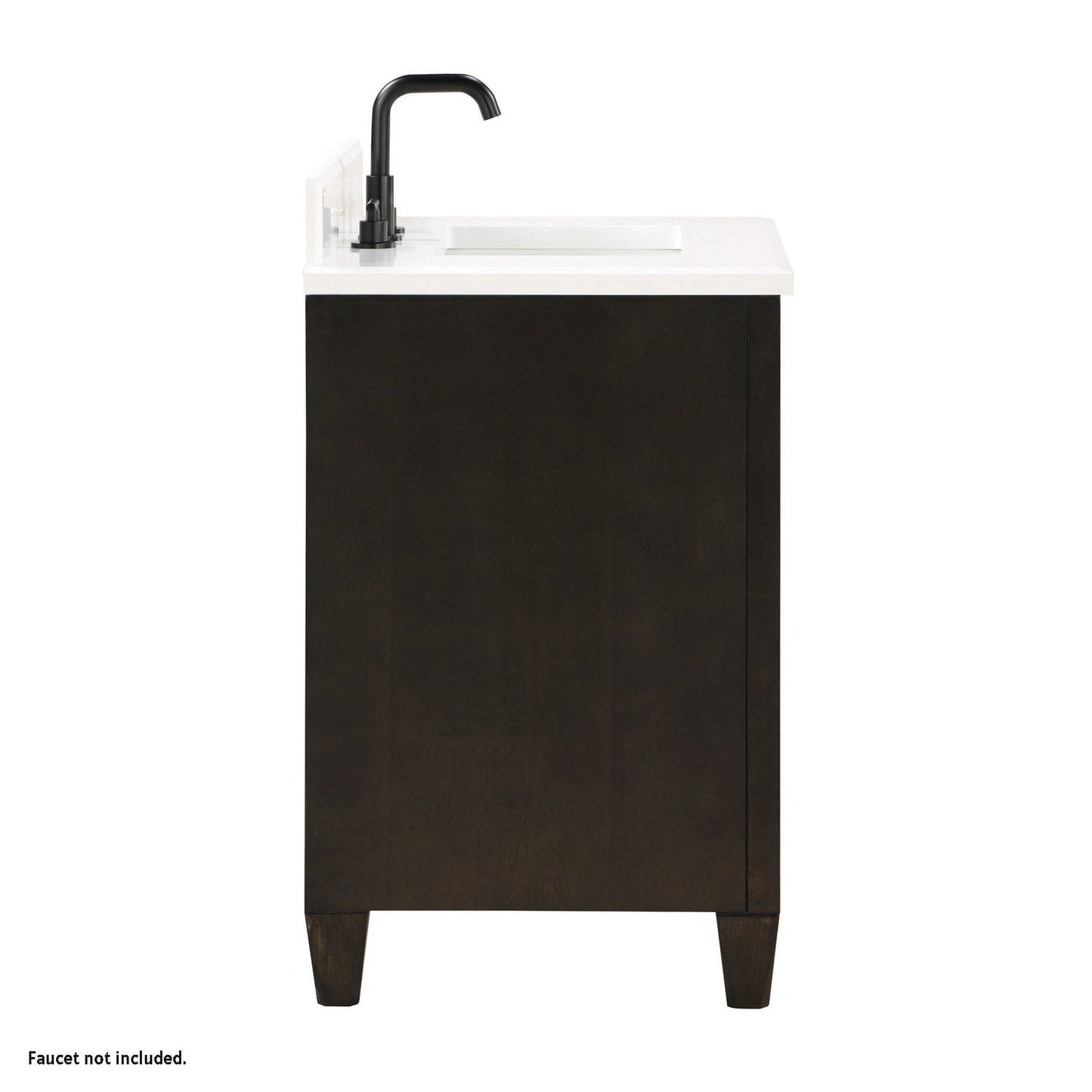 Bemma Design Zanzi 30" Gray Lacquer Solid Wood Freestanding Bathroom Vanity With Single 3-Hole Single 3-Hole White Granite Vanity Top, Rectangle Undermount Sink, and Backsplash Rectangle Undermount Sink, and Backsplash