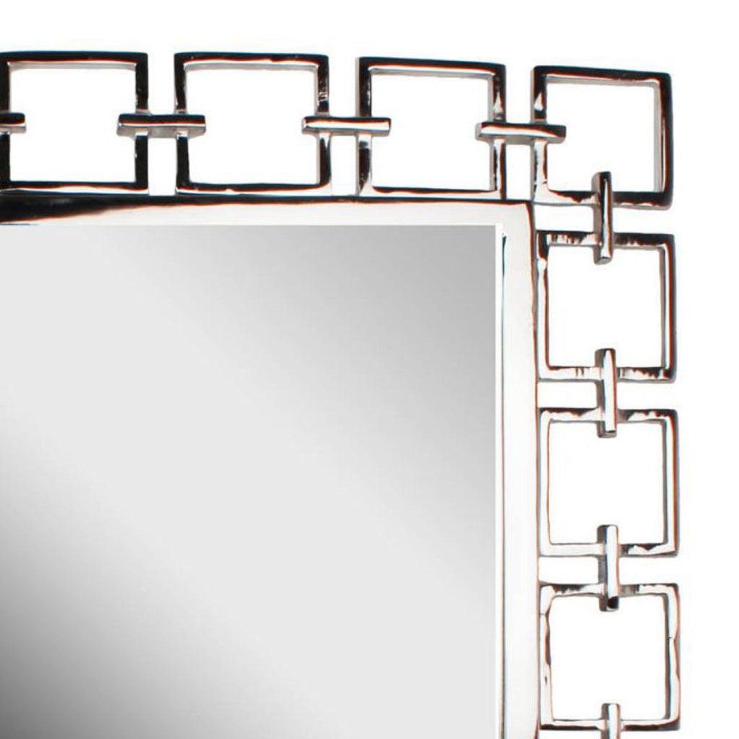 Benzara 19" Silver Square Modern Style Metal Openwork Framed Mirror