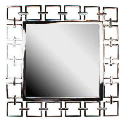 Benzara 19" Silver Square Modern Style Metal Openwork Framed Mirror