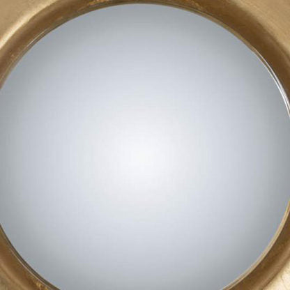 Benzara 19" Small Gold Round Modern Styled Mirror With Lustrous Frame and LEDs