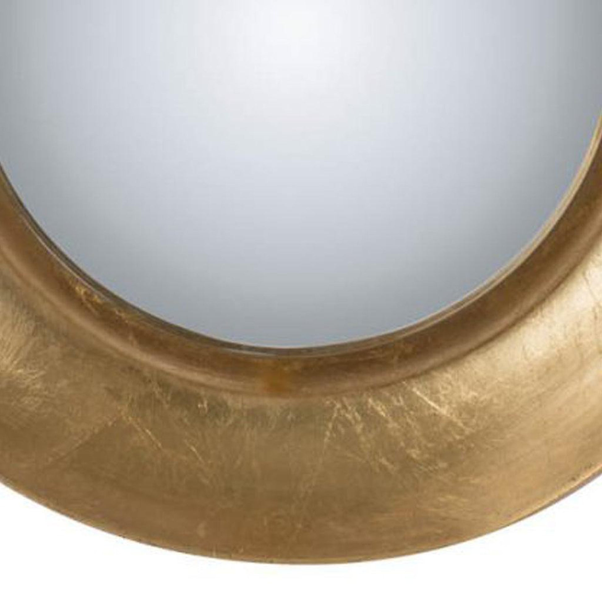 Benzara 19" Small Gold Round Modern Styled Mirror With Lustrous Frame and LEDs