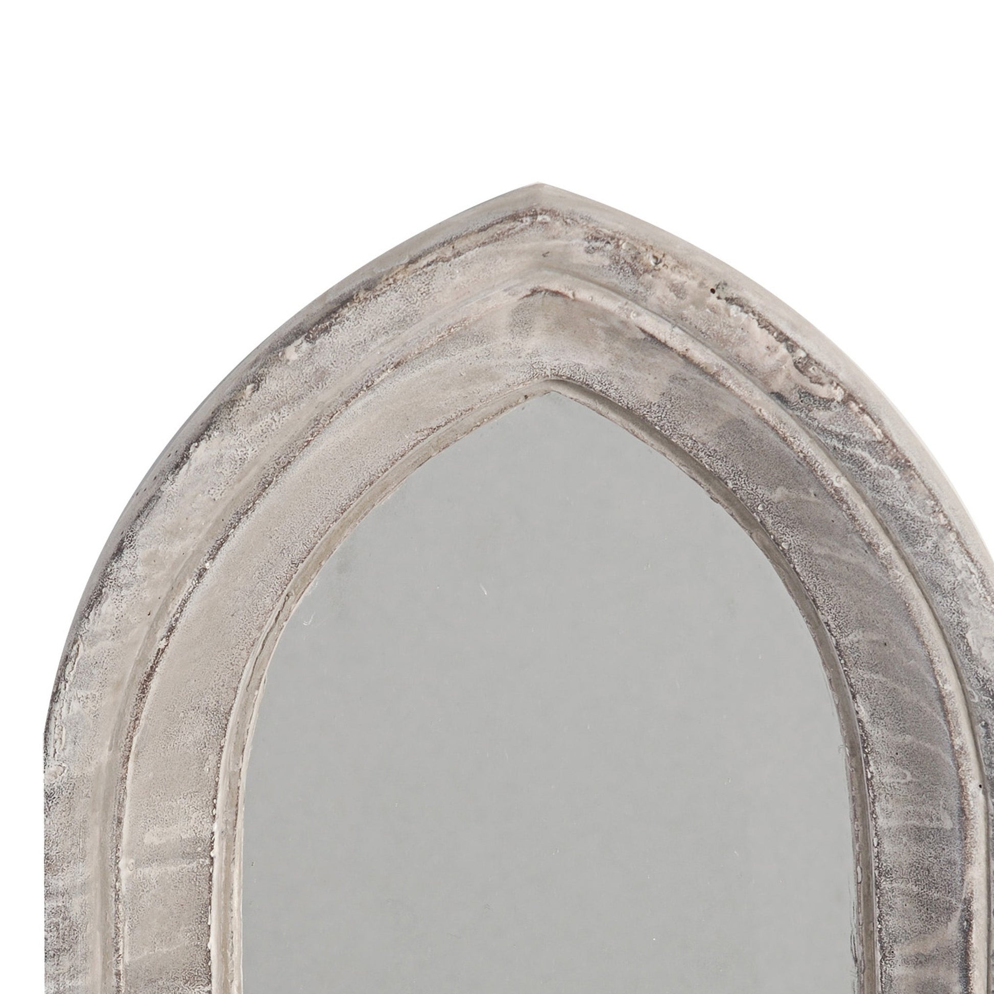 Benzara 20" Washed White Cement Protected Decorative Wall Mirror