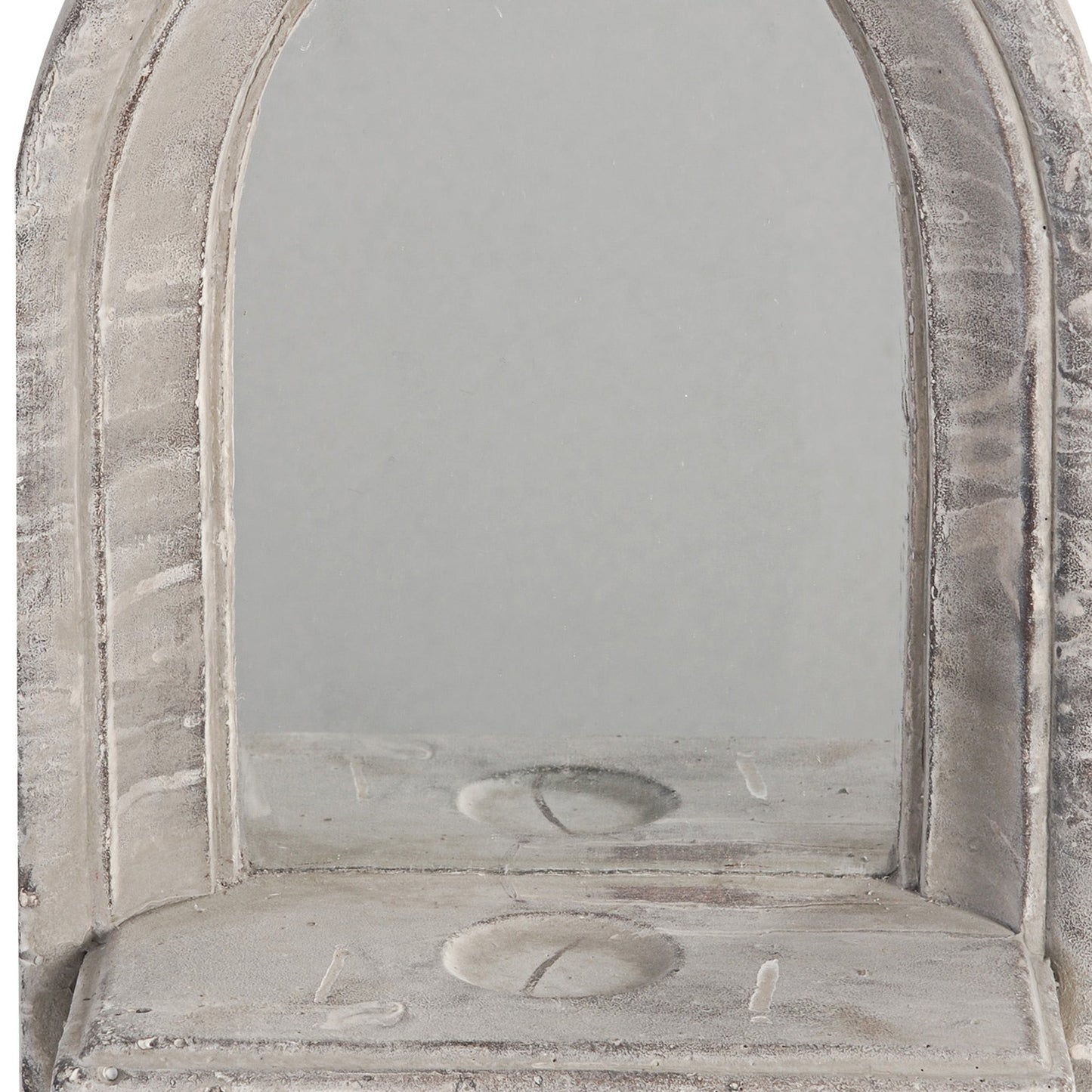 Benzara 20" Washed White Cement Protected Decorative Wall Mirror