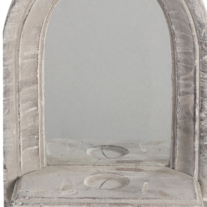 Benzara 20" Washed White Cement Protected Decorative Wall Mirror