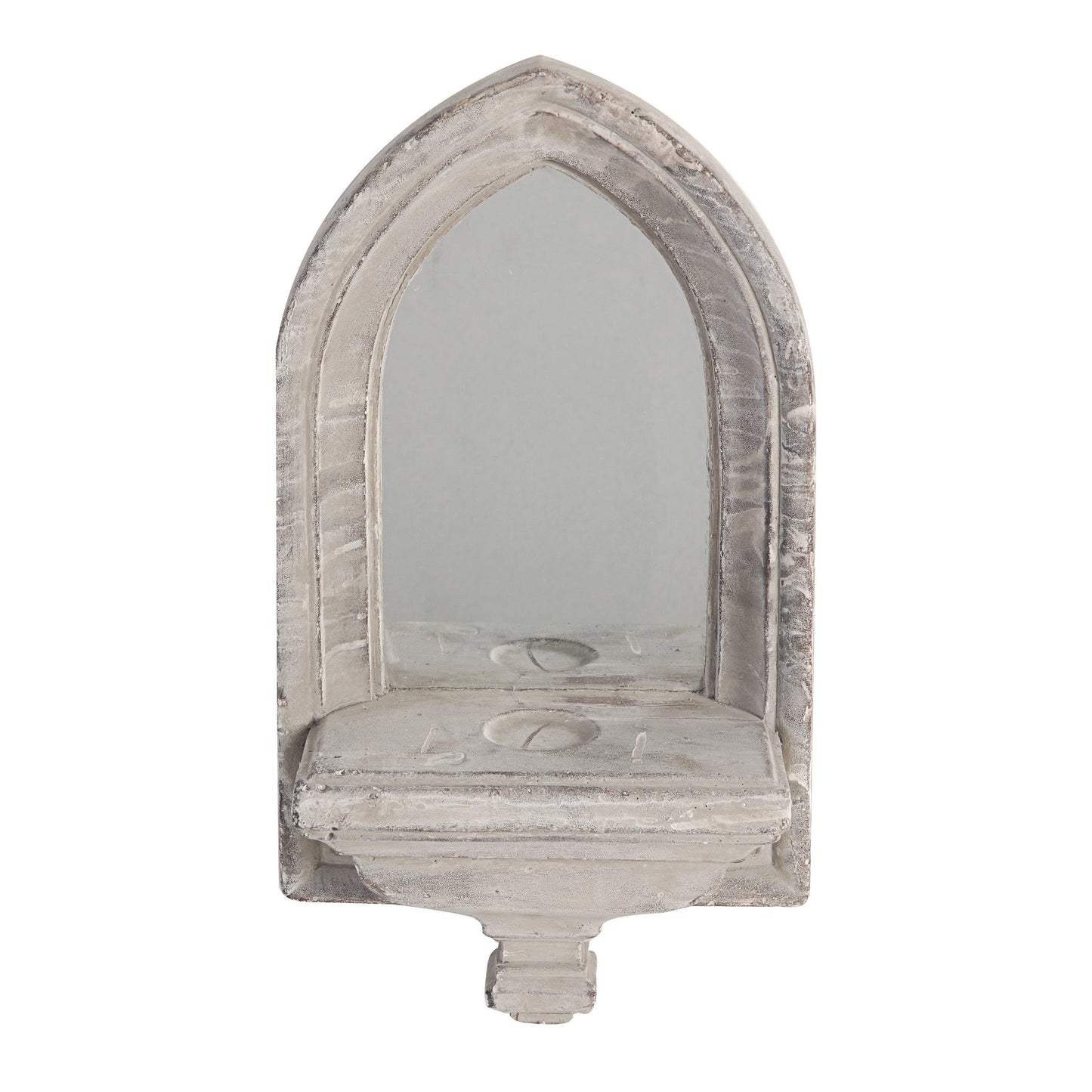 Benzara 20" Washed White Cement Protected Decorative Wall Mirror