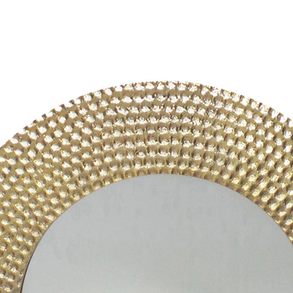 Benzara 21" Round Gold Large Hammered Metal Framed With Block Base