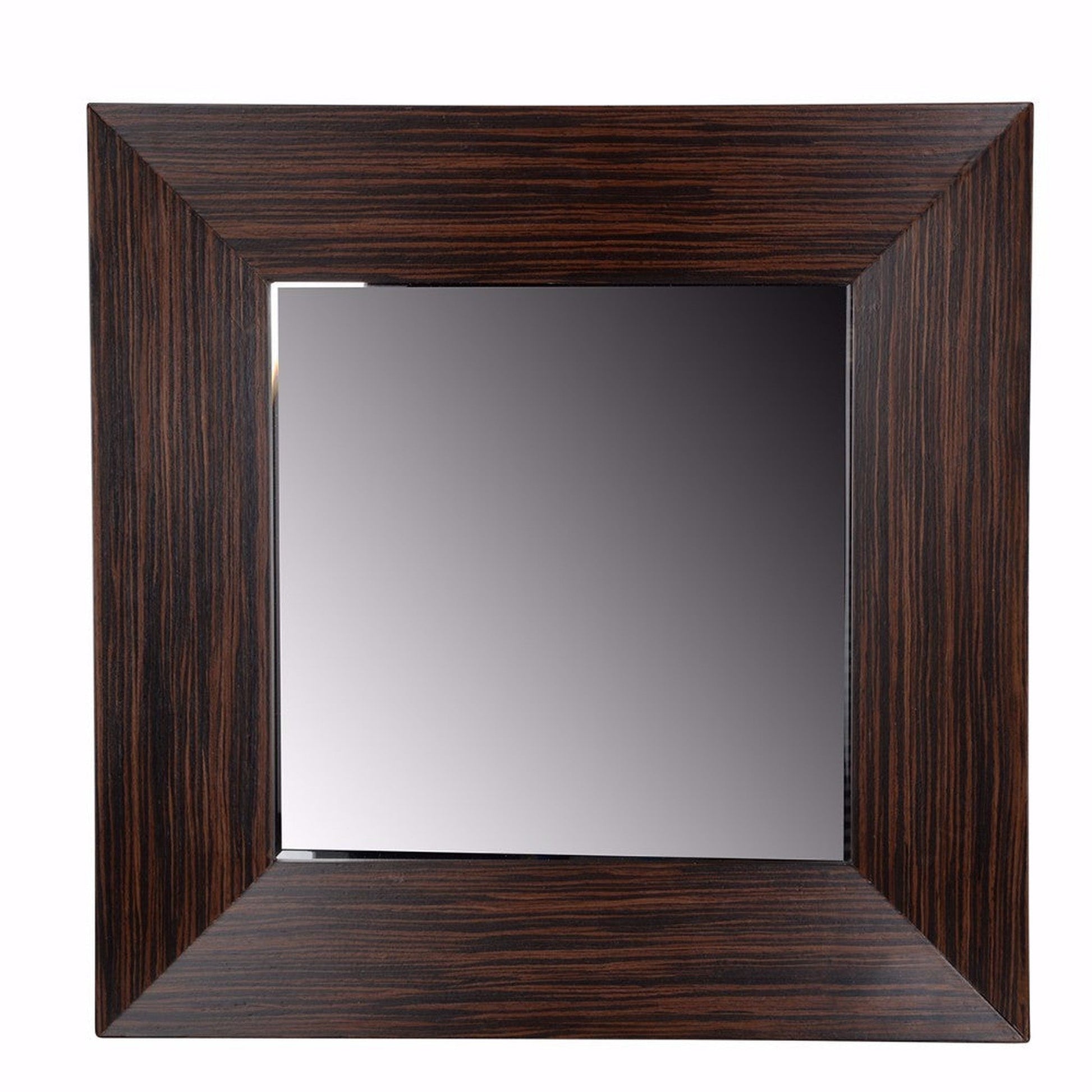 Benzara 24" Brown Square Wood Encased Wall Mirror