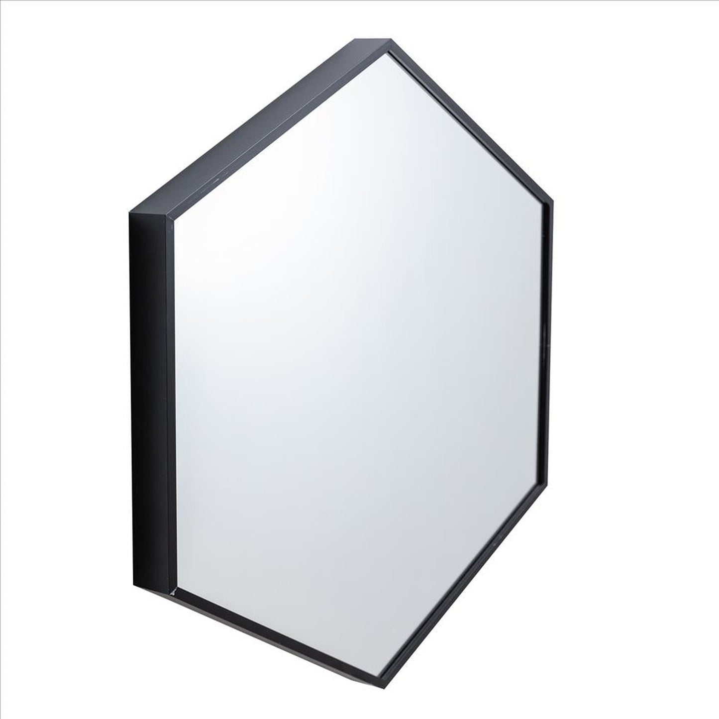 Benzara 24" Hexagon Black Modern Metal Framed Wall Mirror