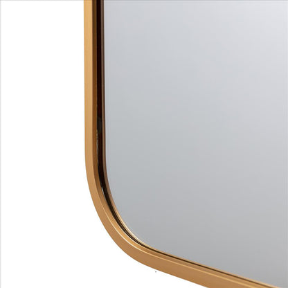 Benzara 24" Rectangular Matte Gold Round Corners Wall Mirror