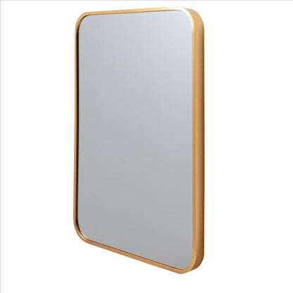 Benzara 24" Rectangular Matte Gold Round Corners Wall Mirror