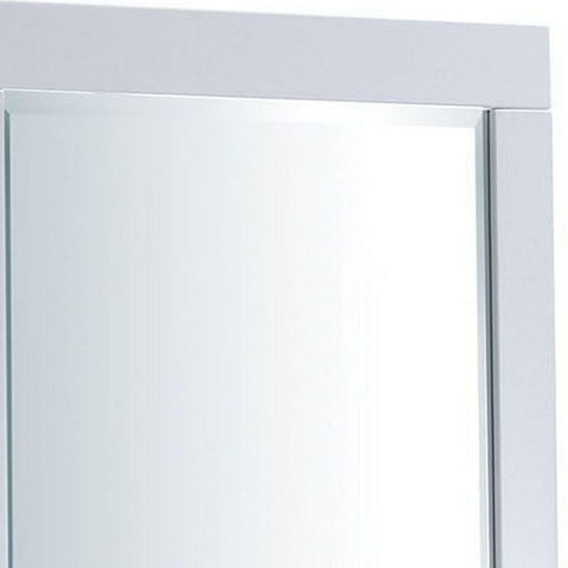 Benzara 27" White Rectangular Contemporary Wooden Frame Mirror