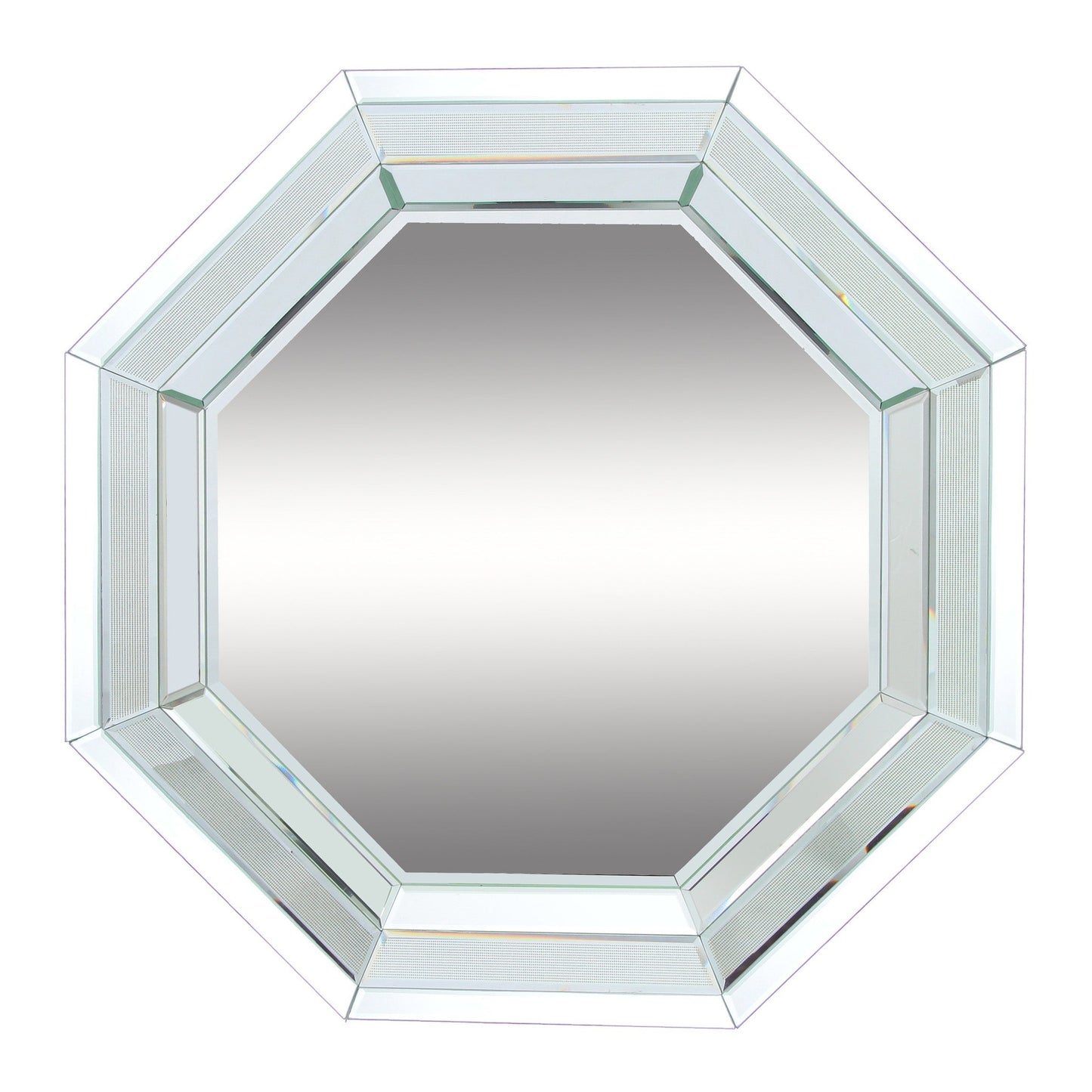 Benzara 28" Clear Octagonal Wall Mirror With Wooden Backing