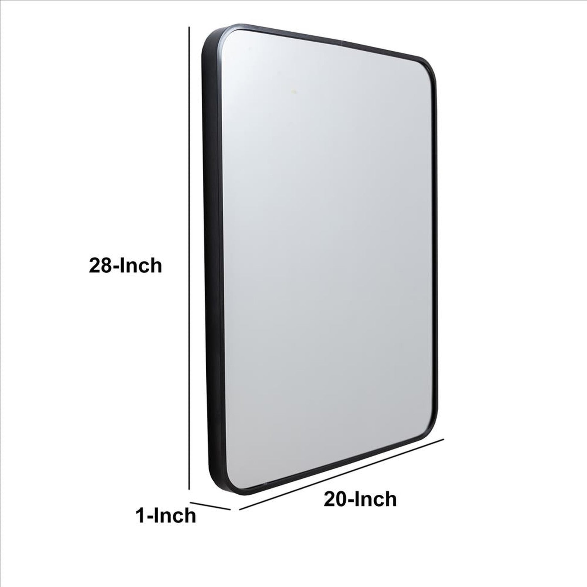 Benzara 28" Rectangular Black Mid Century Modern Metal Framed Wall Mirror