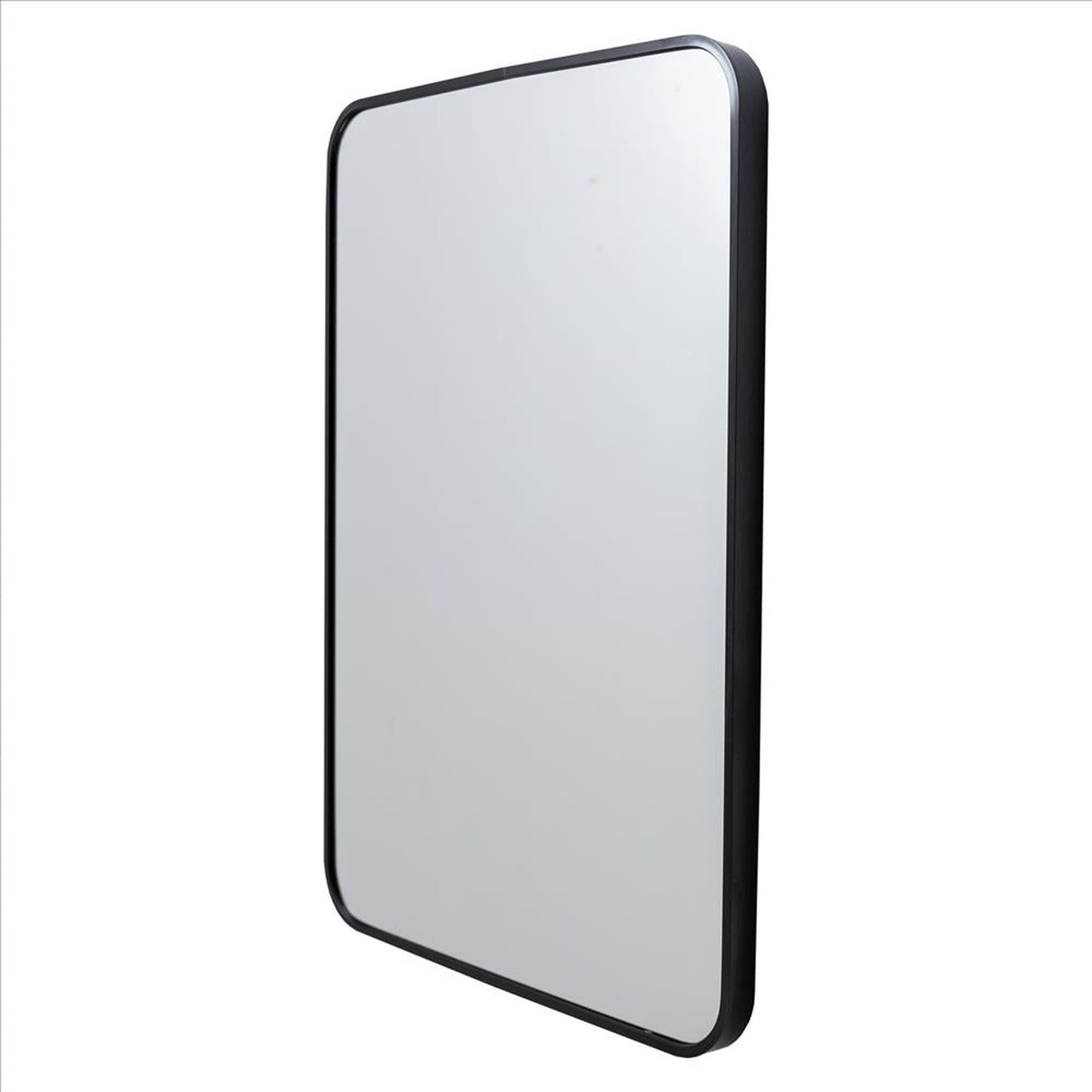 Benzara 28" Rectangular Black Mid Century Modern Metal Framed Wall Mirror