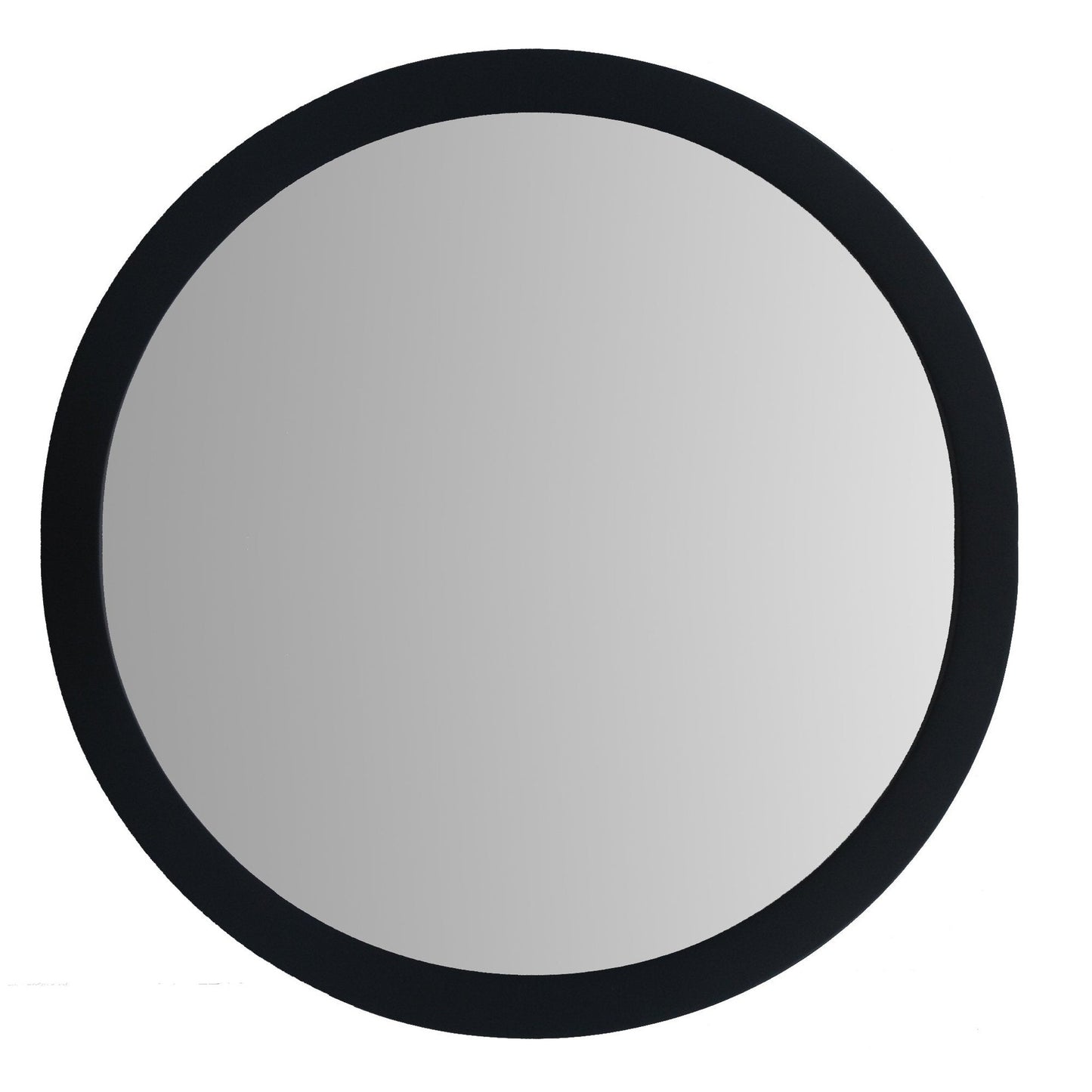 Benzara 28" Round Black Wooden Framed Floating Beveled Wall Mirror