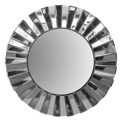Benzara 28" Round Silver Framed Wall Mirror