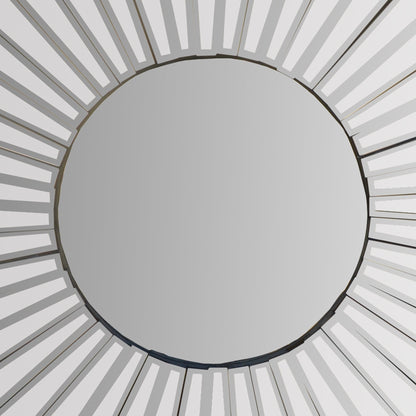 Benzara 28" Round Silver Sunburst Wall Mirror