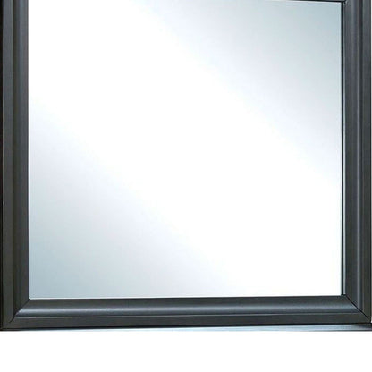 Benzara 32" Antique Gray Transitional Style Wooden Frame Mirror